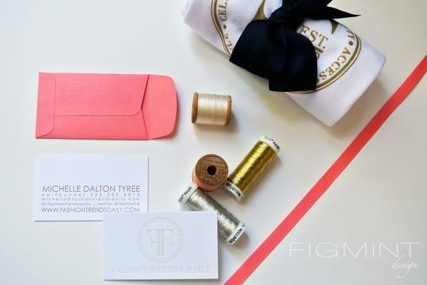 Brand Identity Design, custom letterpress business card and custom printed apparel for Fashion Trends Daily.