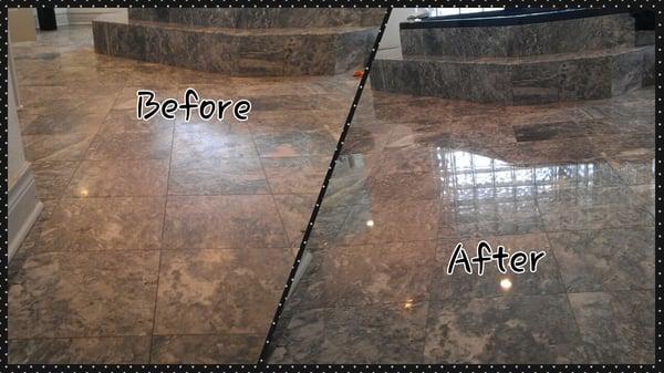 Marble bathroom floor fully restored.