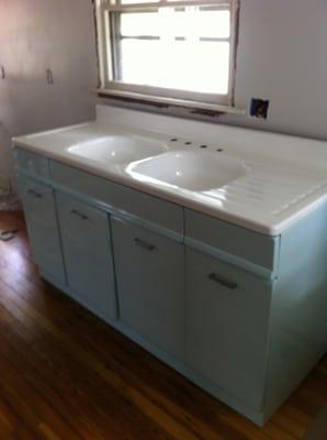 Refinished vintage 1940's American Kitchen cabinet and sink