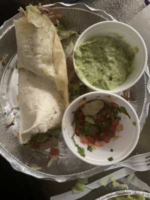 Pork burrito and a $4 side of guacamole and a $1 side of Pico... it's a rip off.