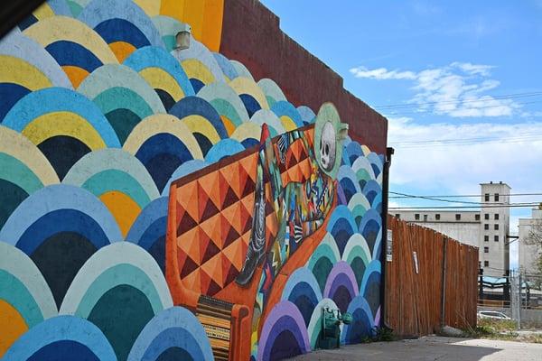 Walnut Liquors wall mural.