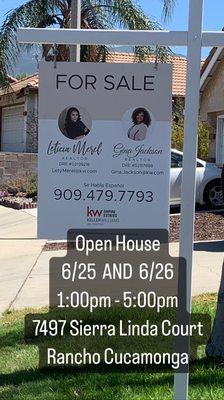 Open house Sun 6/26/22 from 1:00pm - 5:00pm @ 7497 Sierra Linda Ct. RANCHO Cucamonga