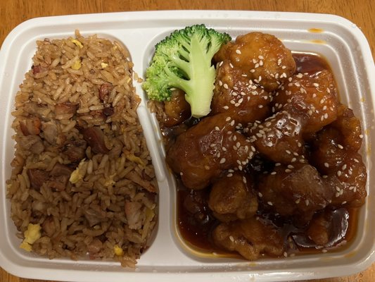 Sesame chicken combo with pork fried rice