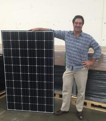 In a warehouse of LG 280 panels, ready to install on your home.