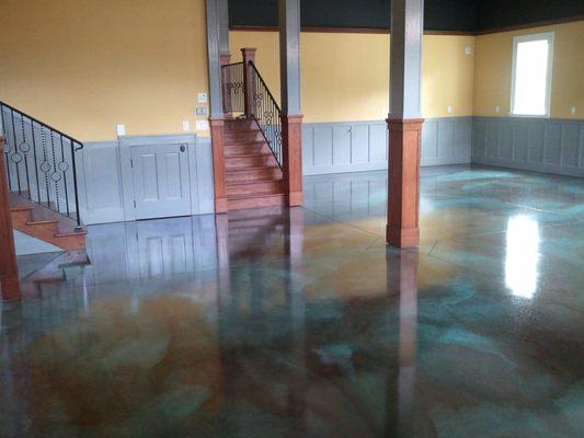 Basement finish in our beautiful liquid metal epoxy.