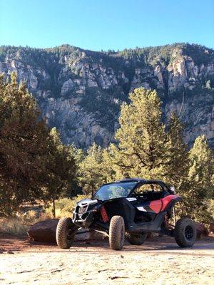 Can Am Maverick X3 Turbo 2-passenger. This thing will get you around with ease. It was very fun to drive and ride in!