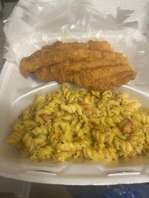 Catfish and crawfish pasta