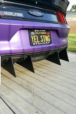 My 2015 Mustang rear diffuser, built from abs plastic. Quarter inch thick . Follow me on IG @Kill3r_Stang