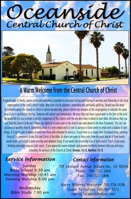 Oceanside Central Church Of Christ. Please come and visit us!!