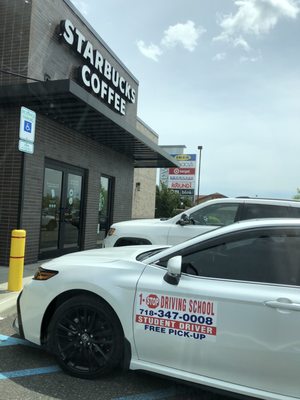 Parked in handicapped spot to get coffee. Is that what they teach new drivers to do??