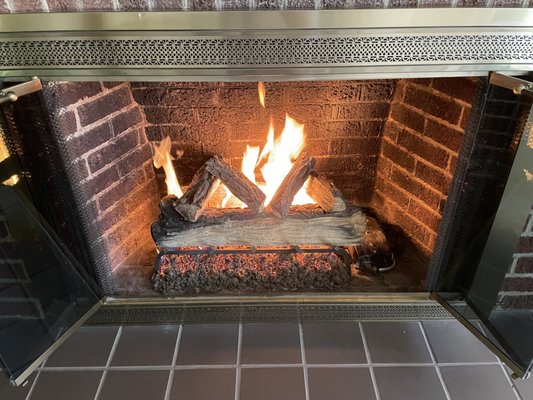 Fireplace clean with new sand and Ember Glow!