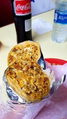 Chorizo breakfast burrito..