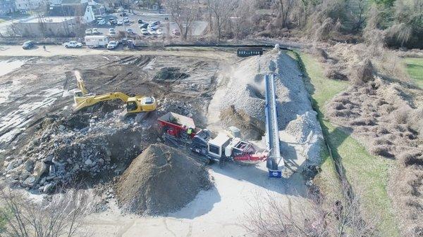 Onsite Concrete Crushing Operations by Nacirema Demolition and Recycling, Inc.