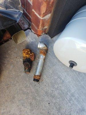 Galvanized pipe used qnd caused my water heater to leak and create a flood in my garage