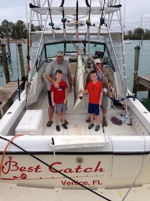 6 foot spinner shark caught on this half day aboard Best Catch.