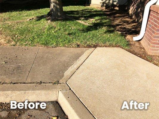 Before and after pressure washing