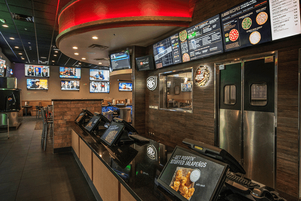 Pizza Hut Fully Automated Sports Bar System and Digital Menu Boards with Digital P.O.S. P.O.P. marketing.