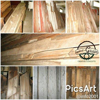 Just a sample of the beautiful barn wood we have in store for purchase!