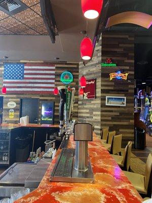 bar area. like the flag