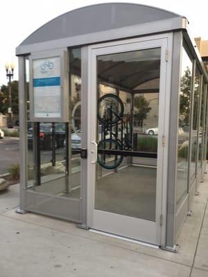 Bike hut with the key pad entry...