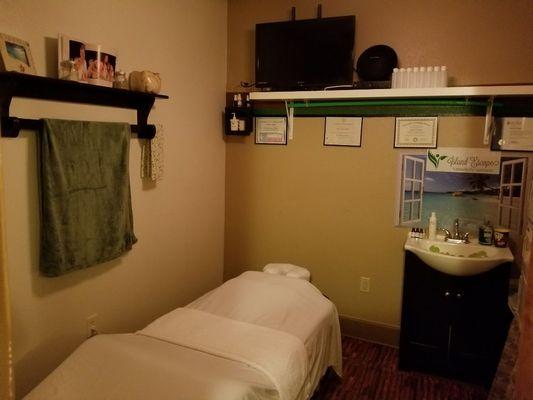 This is our treatment room, Come Staycation With Us! Relax and let us take you away from stress and tension for a while!