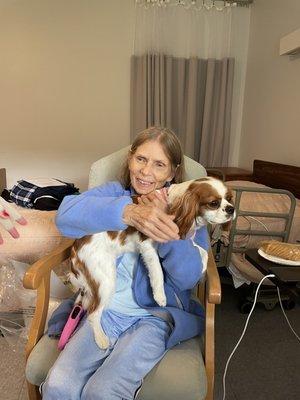 Pet therapy at CANDLEWOOD Valley Health & Rehabilitation is the best therapy! Chloe is a beloved canine visitor.