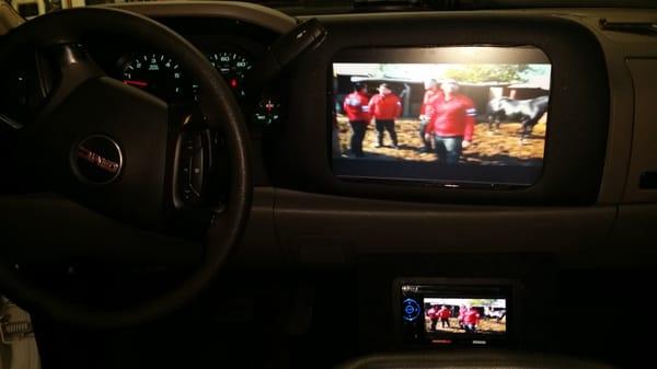 2014 GMC Sierra with custom 15" monitor on the dash.