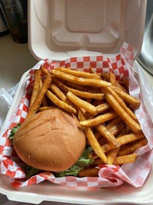 My burger and fries (which I shared with my husband and still have some left).