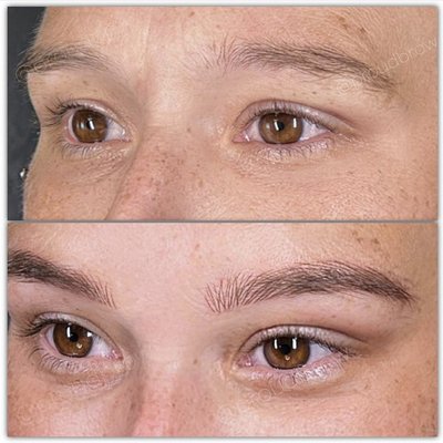 Before and immediately after clients first microblading treatment