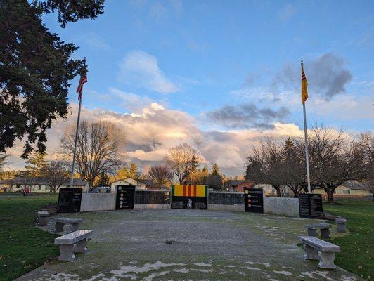 The Vietnam veterans war memorial outside