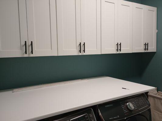 Laundry room cabinet install