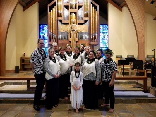 Hula Dancers grace the sanctuary at one of MLC's special services.