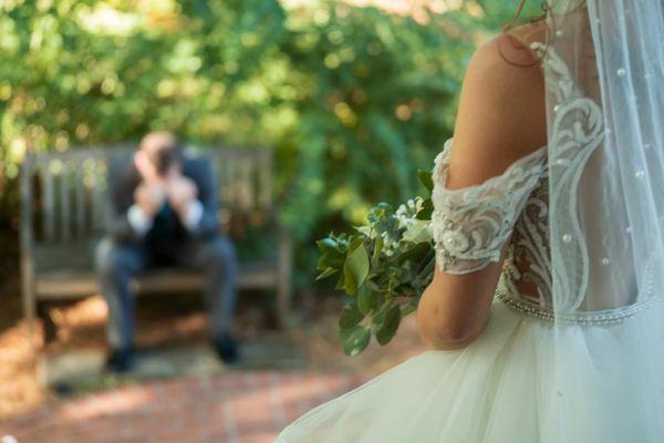 First look between bride and groom