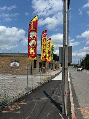 Stafford Street Banners welcoming you to our Worcester store