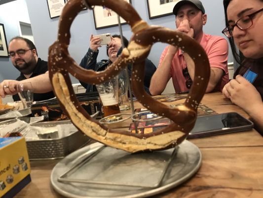 Big pretzel. I didn't eat any but heard it was mediocre. Took a long time to come out too.