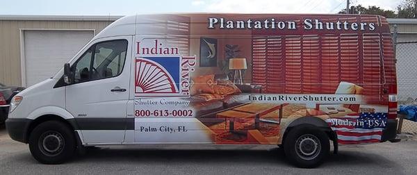 Auto Art Vinyl Graphics Sprinter van wrap for Indian River shutters.