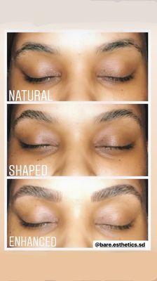 Before. Waxed. Enhanced. $25 Brow Wax & $30 Brow Enhancement