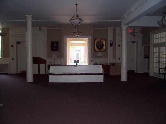 The pew where Lincoln sat, in the vestry at The Congregational Church in Exeter, UCC.