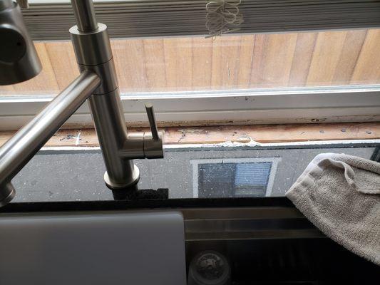 Window sill granite was not installed.