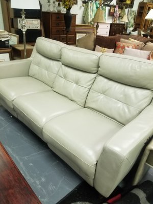 Gray Leather Double Reclining Sofa