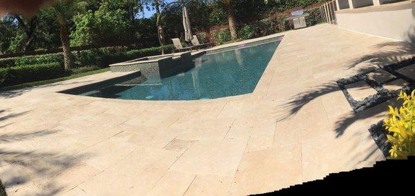 Beautiful stone cleaned and sealed in Tampa Florida poolside