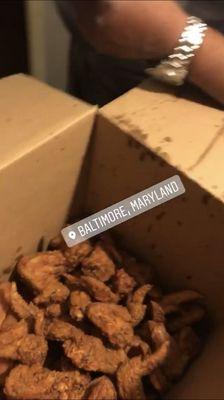 Brothers Pizza delivered wings in a shipping box!