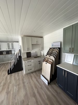 Show room with Beautiful Flooring and Cabinetry on display!