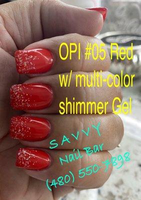 Multi-color shimmer ombré over OPI gel #05