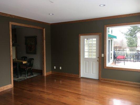 Converted 3 season room with insulated floors, new wood floor, trim and crown to match and custom paint