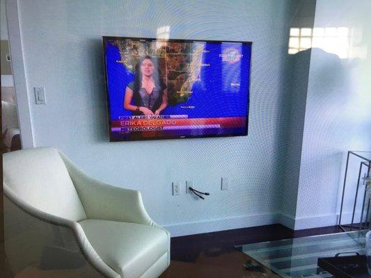 tv with thru wall cabling