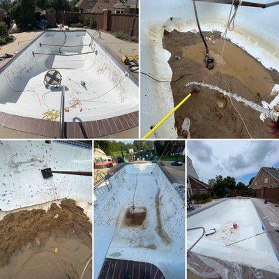 Bulging and crack walls repair, swimming pool resurfacing