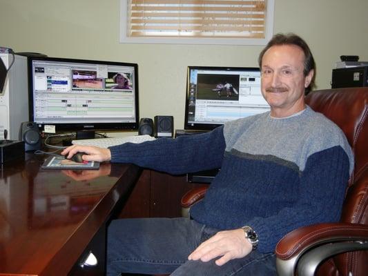 Tom Engdahl at his editing suite in Spokane, Washington.