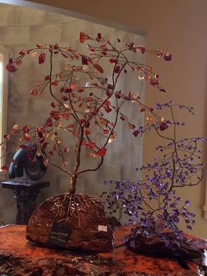 Hand made gemstone trees, by Martha.