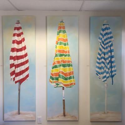 Beth Carson "Beach Umbrellas" Contemporary Painter from Stone Harbor